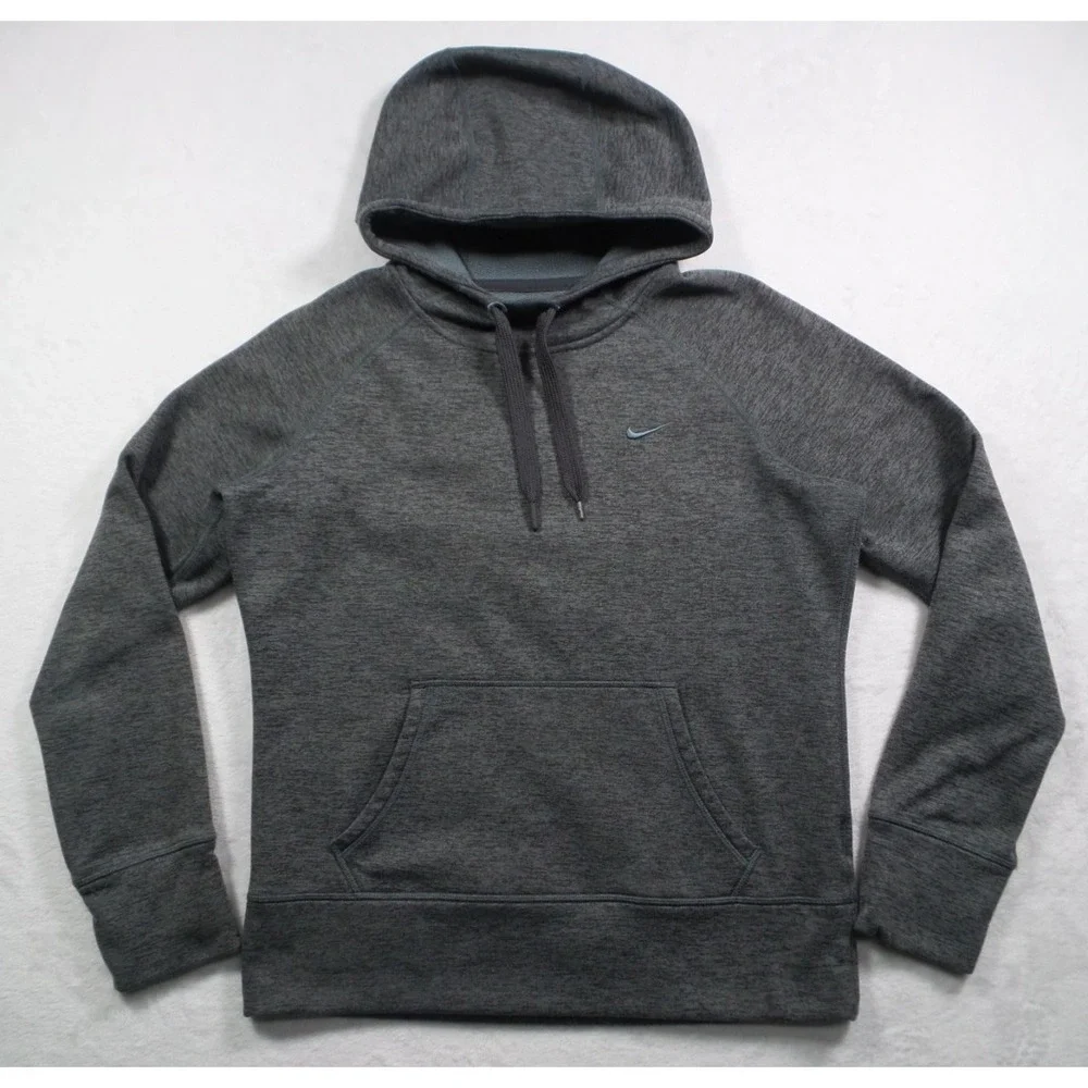 Nike Sweatshirt Womens Size Medium Gray Therma-Fit Pullover Hooded Fleece